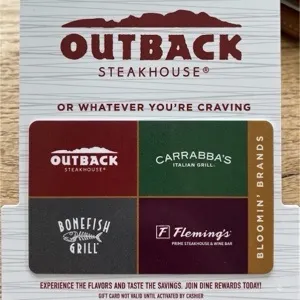 $100.00 USD OUTBACK gift card (outbacksteakhouse)