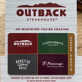 $100.00 USD OUTBACK gift card (outbacksteakhouse)