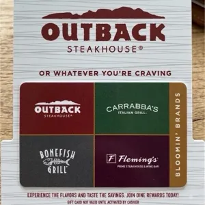 $100.00 USD OUTBACK gift card (outbacksteakhouse)