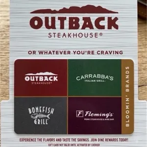 $100.00 USD OUTBACK gift card (outbacksteakhouse)