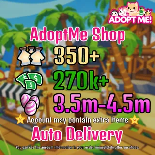 Adopt Me, 350 Age Potions | 270k+ Bucks | 3.5m-4.5m+ Candy Eggs Account