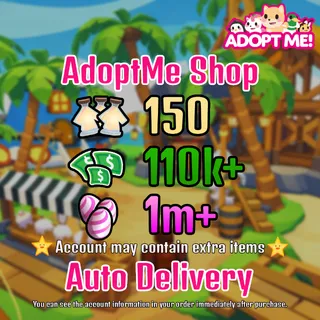 Adopt Me, 150 Age Potions | 110k+ Bucks | 1m+ Candy Eggs Account