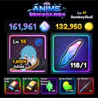 Anime Vanguards Account Lv.61|Gems 161961|Trait 118|Unverified Account | Instant Delivery