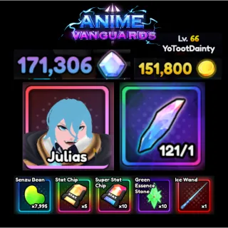 Anime Vanguards Account Lv.51|Gems 171306|Trait 121|Unverified Account | Instant Delivery