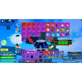 Bloxfruit|Lv 2550|Shark V4 T10|Leopard|Cursed Dual Katana|Hallow scythe | Soul Guitar | Unverified Account|Instant Delivery