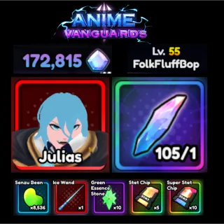 Anime Vanguards Account Lv.55|Gems 172815|Trait 105|Unverified Account | Instant Delivery