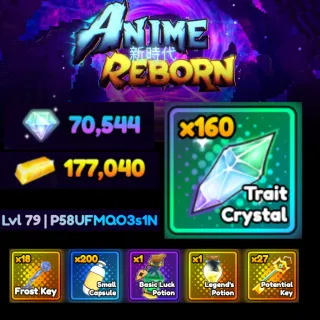 Anime Reborn Account |Gems 70000|Trait 160|Unverified Account | Instant Delivery