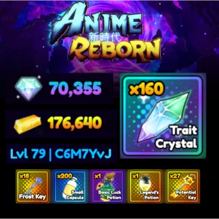 Anime Reborn Account |Gems 70000|Trait 160|Unverified Account | Instant Delivery