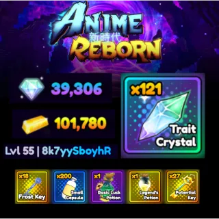 Anime Reborn Account |Gems 39000|Trait 121|Unverified Account | Instant Delivery