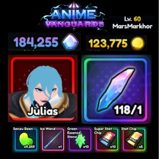 Anime Vanguards Account Lv.60|Gems 184255|Trait 118|Unverified Account | Instant Delivery