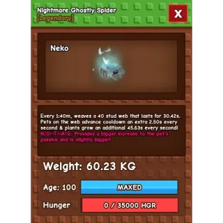 GHOSTLY NIGHTMARE SPIDER 60KG+