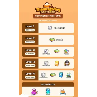 Monopoly GO Thanksgiving Partners Event 2 slots