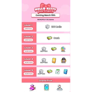 Monopoly GO Hello Kitty Partners Event 3 slots