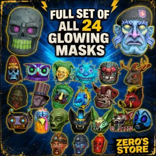 FULL SET OF ALL 24 GLOWING MASKS