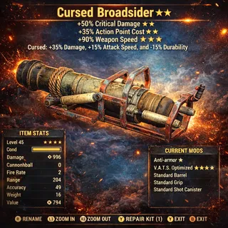 Weapon - Fluted Cursed Broadsider *Extra Damage* XBOX