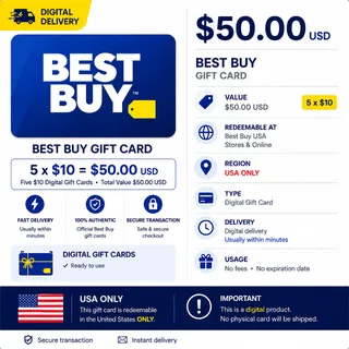 $50.00 USD BEST BUY (5 × $10) - US - (𝓘𝓷𝓼𝓽𝓪𝓷𝓽 𝓓𝓮𝓵𝓲𝓿𝓮𝓻𝔂)