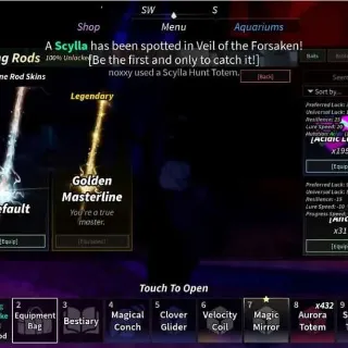 Fisch Account Lv.2000 | Unlock 100% Rod |  100% Bestiary | Rare Limited Rod | Golden Masterline Rid