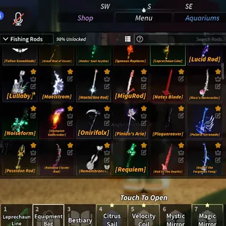 Fisch Account With Masterline, Astraeus, Lullaby, Polaris, Noiseform, Migu Rod, Fallen Snowblade