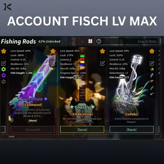 ACCOUNT FISCH LV MAX UNLOCK LULLABY, CINDERSTRING, CASTBOUND, WINGKEEPER, DUSKWIRE, FABULOUS