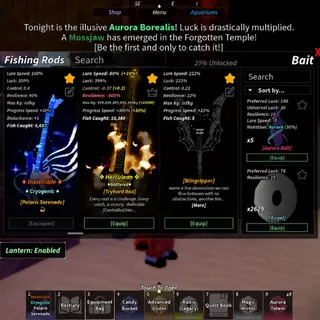 Account Fisch Unlock Polaris Serenade, Cinderstring, Wingripper, Chraysalis, Astralhook, Eardrum