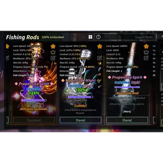 Account Fisch LV MAX Unlock Masterline Rod, Lullaby, Fallen Snowblade, Duskwire, Castbound