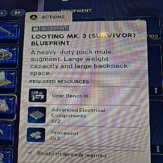 Looting MK 3 Survivor Blueprint Arc Raiders