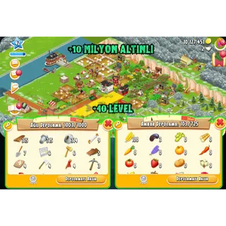 Hay Day 40 level great 10 million gold 