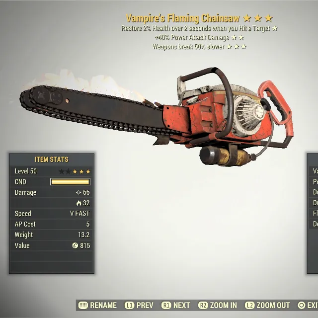 V40PA BS Chainsaw Fallout 76 Game Items Gameflip