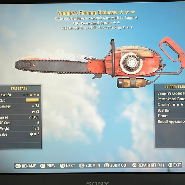 Weapon | Lvl 20 V4040 Chainsaw - Fallout 76 Game Items - Gameflip