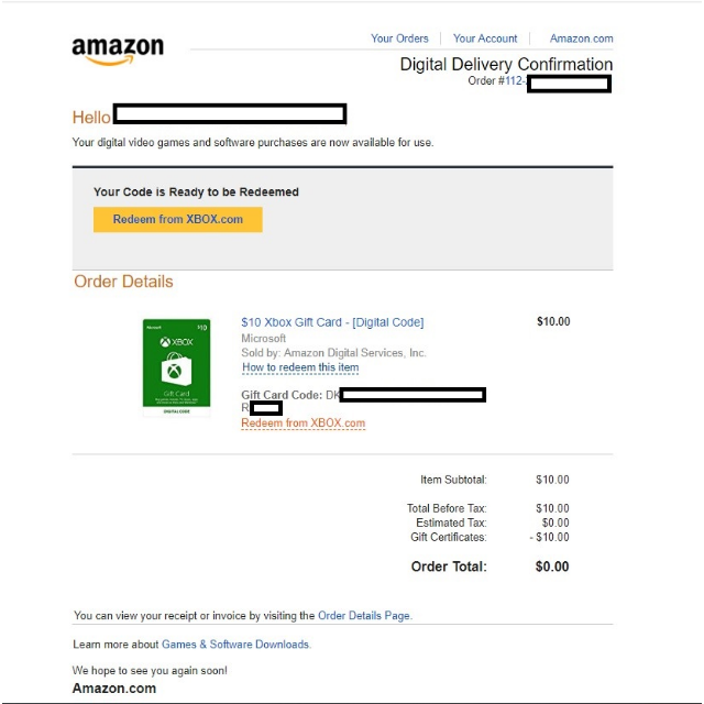 how to redeem an xbox gift card from amazon