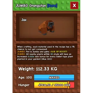 Colossal 112KG Jumbo Orangutan !!! Caution HUMONGOUS  Dominate the server with this giant pet.