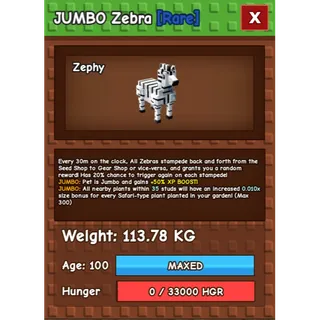 Colossal 113KG Jumbo Zebra