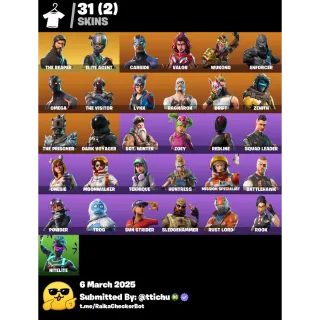 Fortnite : 31 SKINS The Reaper | Omega | Take The L | Drift | Lynx ✅ All Platforms 🌊 Full Access