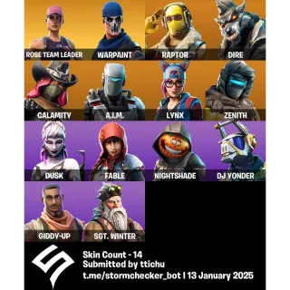 ⏫ 14 SKINS OG STW | Raptor | Calamity | Dusk ⚙️ All Platforms 📩 Full Email Access ( Mail Changeable )