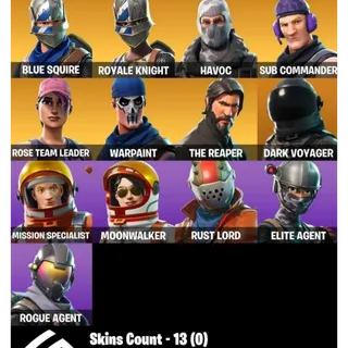Fortnite Account - 13 Skins Save The World Founders + The Reaper + Blue Squire + 1950 V-Bucks ✅ All Platforms 📧 Full Access