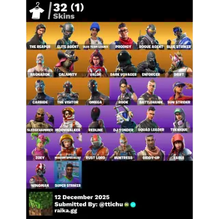 Fortnite : 32 Skins The Reaper | Elite Agent | Blue Team Leader | Prodigy | Rogue Agent ✅ All Platforms 📑 Full Access