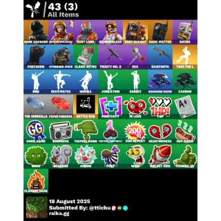 Fortnite : 4 Skins Dark Voyager | Mission Specialist | Rust Lord | Take The L ✅ All Platforms 📑 Full Access