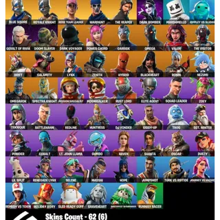 Fortnite Account - 62 Skins Save The World Founders + Blue Squire + The Reaper + Mako + 1050 V-Bucks 📧 Full Access