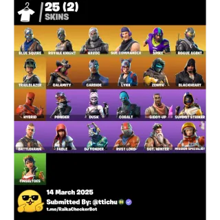 Fortnite : 25 SKINS Blue Squire | Royale Knight | Take The L | Trailblazer | Havoc + 1910 V-Bucks ✅ All Platforms 🌊 Full Access