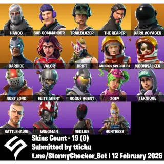Fortnite : 19 Skins The Reaper | Trailblazer | Drift | Mission Specialist + 1350 V-Bucks ✅ All Platforms 📑 Full Access