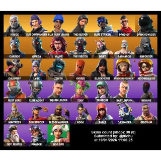 Fortnite : 38 Skins The Reaper | Blue Team Leader | Mako | Take The L | Havoc ✅ All Platforms 📑 Full Access