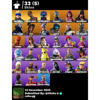 Fortnite : 33 Skins Travis Scott | Neo Versa | Astro Jack | Carbide | Valor | Blackheart ✅ All Platforms 📑 Full Access