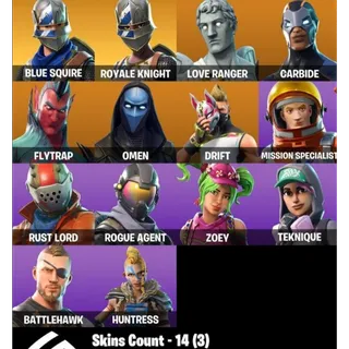 Fortnite Account - 14 Skins Blue Squire + Royale Knight + Rust Lord + Love Ranger + Omen ✅ All Platforms 📧 Full Access