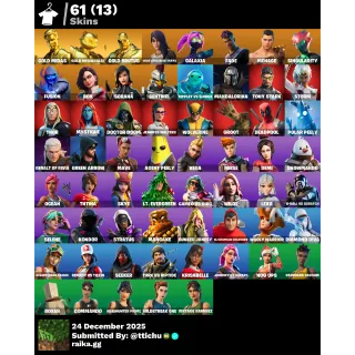 Fortnite : 61 Skins Gold Midas | Merry Mint Axe | Gold Brutus | Gear Specialist Maya | Galaxia ✅ All Platforms 📑 Full Access