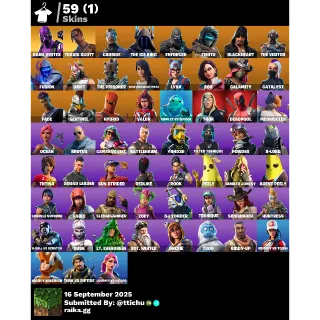 Fortnite : 59 Skins Dark Vertex | Travis Scott | Carbide | The Ice King | Enforcer + 850 V-Bucks ✅ All Platforms 📑 Full Access