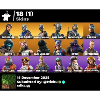 Fortnite : 18 Skins The Reaper | Blue Squire | Royale Knight | Rogue Agent + 500 V-Bucks ✅ All Platforms 📑 Full Access
