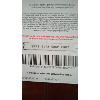 $25.00 USD Google Play