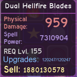 Weapon Dual Hellfire Blades In Game Items Gameflip - roblox dungeon quest mage weapons