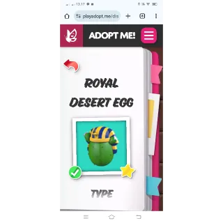 ROYAL DESERT EGG ADOPT ME 