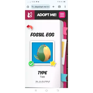 FOSSIL EGG 2 X ADOPT ME 